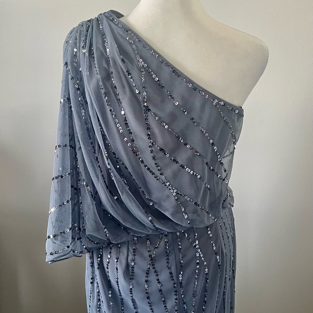 Adrianna Papell Embellished One Shoulder Gown - Picture 6 of 8